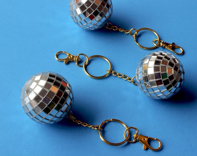 Disco Keychain - custom keychain, gift for disco lovers, disco ball keychain, statement piece, handmade, small gift, stocking stuffer, cute