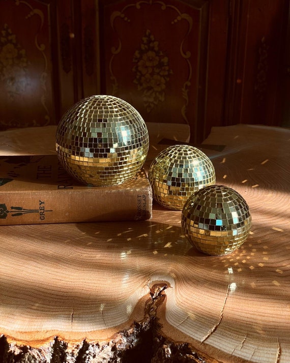 4 Gold Tabletop Disco Ball Large Disco Ball, Retro Decor, Shelf Art,  Centerpiece, High Quality 