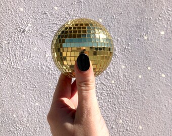 3” Gold Tabletop Disco Ball - Medium disco ball, tabletop centerpiece, retro decor, shelf art, high quality