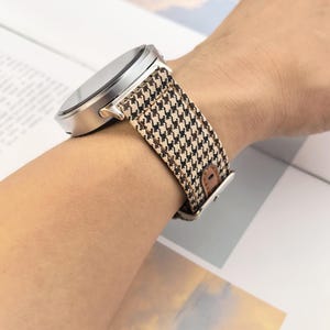 Samsung Galaxy Watch 8 Band, hundtandsmönster i läder för Galaxy 9, 40 mm, 44 mm, Classic, 46 mm, Smartwatch-armband för män och kvinnor