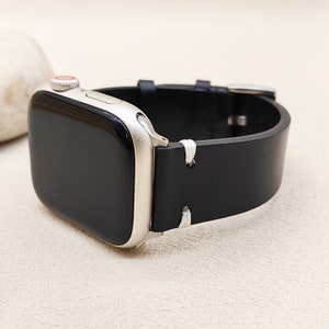 Handgemachte schwarze Apple Watch Lederarmband: iWatch Serie 1-9