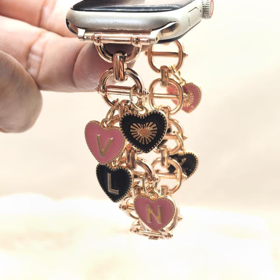 Rose Gold Initial Letter Charm Apple Watch Band - Etsy display picture 1