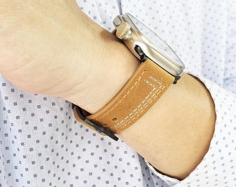 Leather Apple Watch Band,Apple Watch Bands Strap-Brown,38mm 40mm 41mm 42mm 44mm 45mm-iWatch 9 10 8 7 6 5 4 3 2 1, Apple Bracelet Ultra SE