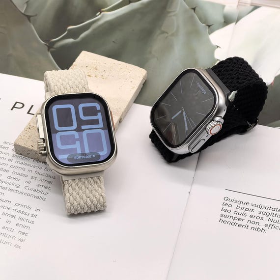 Correa trenzada para Apple Watch, correa elástica de nailon para