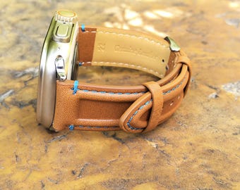 Handgjort Apple Watch-armband i läder: Brunt iwatch-armband, present till honom/henne