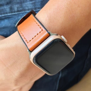 Leather Silicon Apple Watch Strap, Apple Watch Bands,Hand Made Gift For Father&#39;s Day, 38/40/41MM & 42/ 44/45MM-iWatch Series 8 7 6 5 4 3 2 1