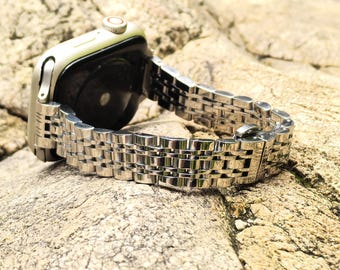 Smalt rostfritt stålarmband för Apple Watch, metallarmband för Apple Watch för kvinnor, iwatch-armband serie 11-1