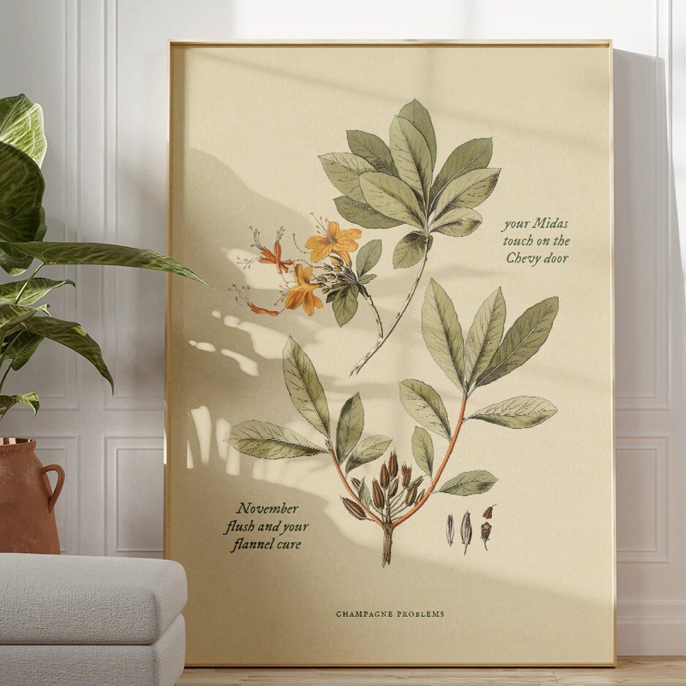 Champagne Problems Vintage Botanical Print