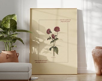 the never be so polite vintage floral print, DIGITAL printable wall art, Dorm Room Wall Art Cute Apartment Decor