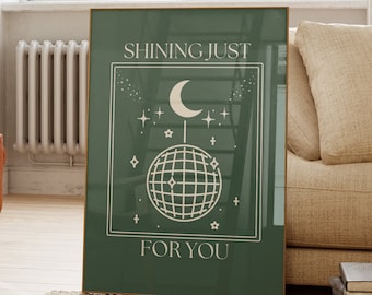 shining just for you retro print, DIGITAL printable wall art, Dorm Room Wall Art Cute Apartment Decor, Indie wall decor