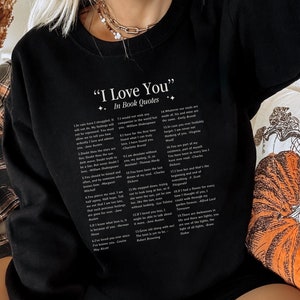 Kocham Cię Cytaty z książek Bluza z okrągłym dekoltem Prezent dla czytelnika Książkowy Bluza z okrągłym dekoltem Booktok Cytaty literackie Bluza z okrągłym dekoltem