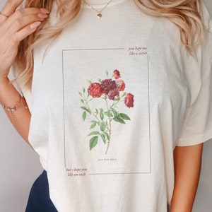 the kept me like a secret vintage floral comfort colors tee