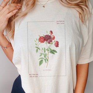 the like a secret vintage floral comfort colors tee