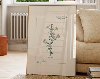 you just run vintage Floral Print, DIGITAL printable wall art, Dorm Room Wall Art Cute Apartment Decor