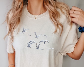 seagulls vintage film t-shirt, comfort colors short sleeve tee