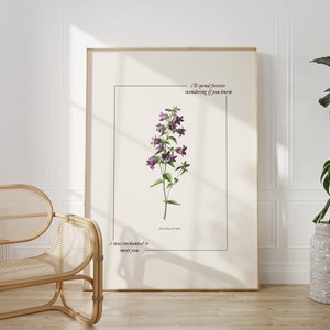 the enchanted vintage floral print, DIGITAL printable wall art, Dorm Room Wall Art Cute Apartment Decor