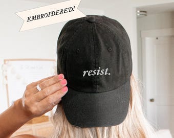 Resist Embroidered Hat | Minimalist Dad Hat, Political Baseball Cap, Activist Gift, Protest Hat, Social Justice Hat Embroidered Hat Gift