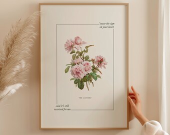 Vintage Floral Print, Cottage core Rose Wall Art (Digital Download)