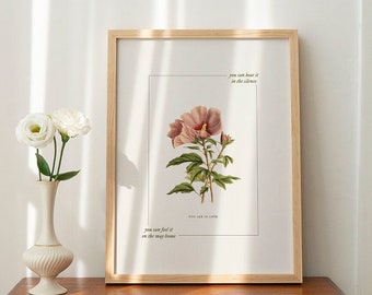 the you&#39;re in love vintage floral print, DIGITAL printable wall art, Dorm Room Wall Art Cute Apartment Decor