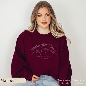 National Park Minimalist Hiking Crewneck, Outdoorsy Sweatshirt, Mountain Gift for Nature Lovers Maroon
