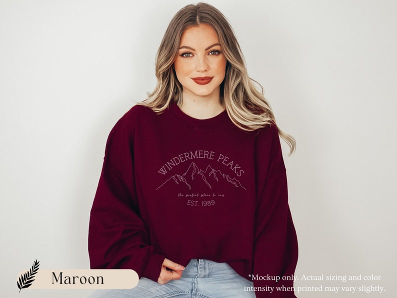 National Park Minimalist Hiking Crewneck, Outdoorsy Sweatshirt, Mountain Gift for Nature Lovers Maroon