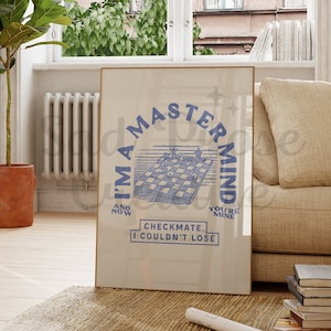 Checkmate Vintage Retro Typography Poster Digital Art Print Dorm Room Wall Art Cute Apartment Decor Chess Poster