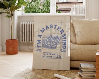 Checkmate Vintage Retro Typography Poster Digital Art Print Dorm Room Wall Art Cute Apartment Decor Chess Poster