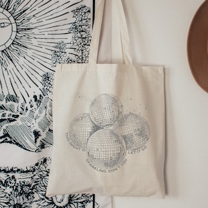 this night is sparkling canvas tote, disco ball tote bag