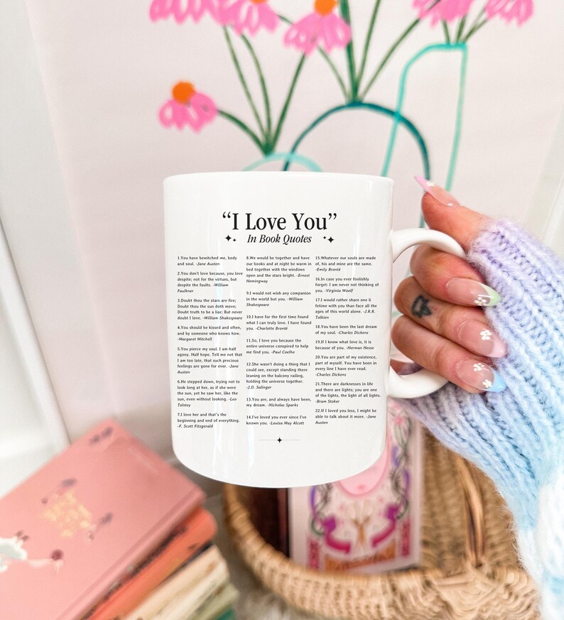 I Love You Book Quotes Mug Mug Gift for Spouse Book Lover Mug Literary