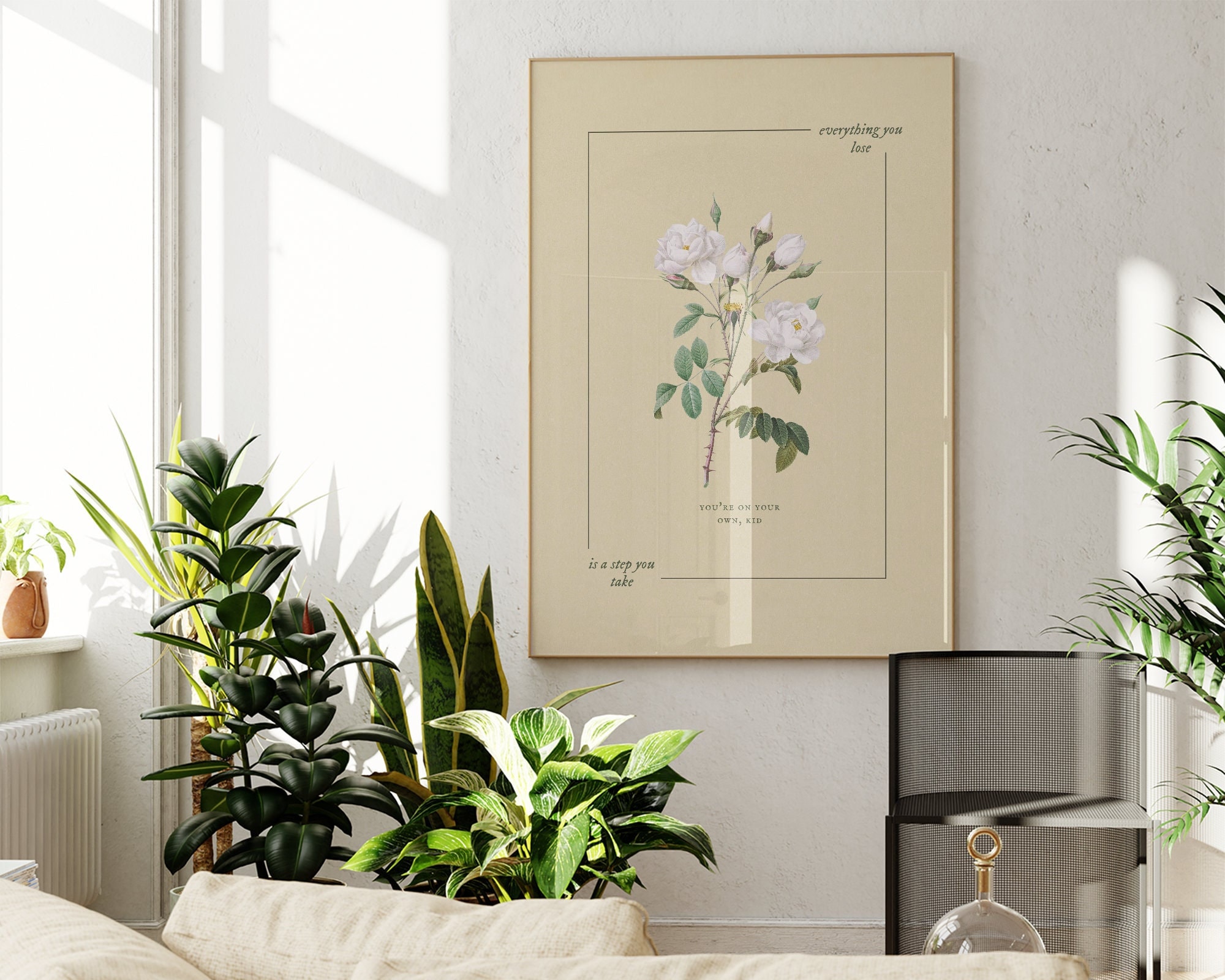 The You're on Your Own Vintage Floral Poster Dorm Room Wall Art Cute Apartment Decor Cottagecore Art Print