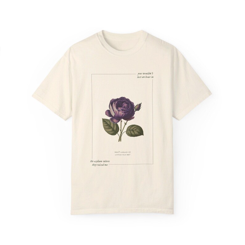 the little old me vintage floral shirt, floral comfort colors tshirt, cottagecore aesthetic tee, who's afraid lyric t-shirt image 6