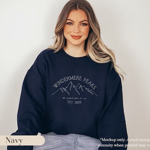 National Park Minimalist Hiking Crewneck, Outdoorsy Sweatshirt, Mountain Gift for Nature Lovers Navy