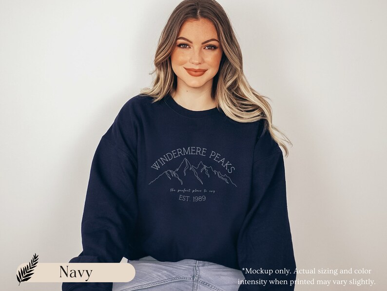 National Park Minimalist Hiking Crewneck, Outdoorsy Sweatshirt, Mountain Gift for Nature Lovers Navy