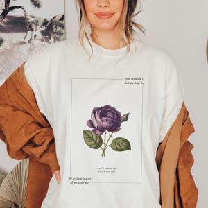 the little old me vintage floral shirt, floral comfort colors tshirt, cottagecore aesthetic tee, who's afraid lyric t-shirt image 3