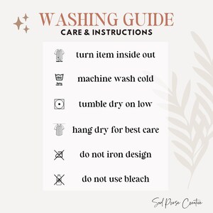 Peut inclure: Instructions de lavage pour un v&ecirc;tement. Retourner l'article &agrave; l'envers, laver en machine &agrave; froid, s&eacute;cher en machine &agrave; basse temp&eacute;rature, s&eacute;cher &agrave; l'air libre pour un meilleur entretien, ne pas repasser le motif, ne pas utiliser d'eau de Javel.