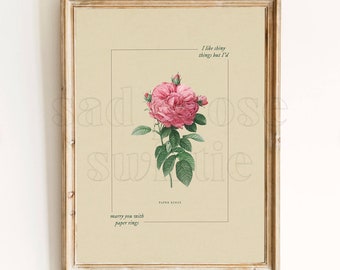 the shiny things vintage Floral Print, DIGITAL printable wall art, Dorm Room Wall Art Cute Apartment Decor