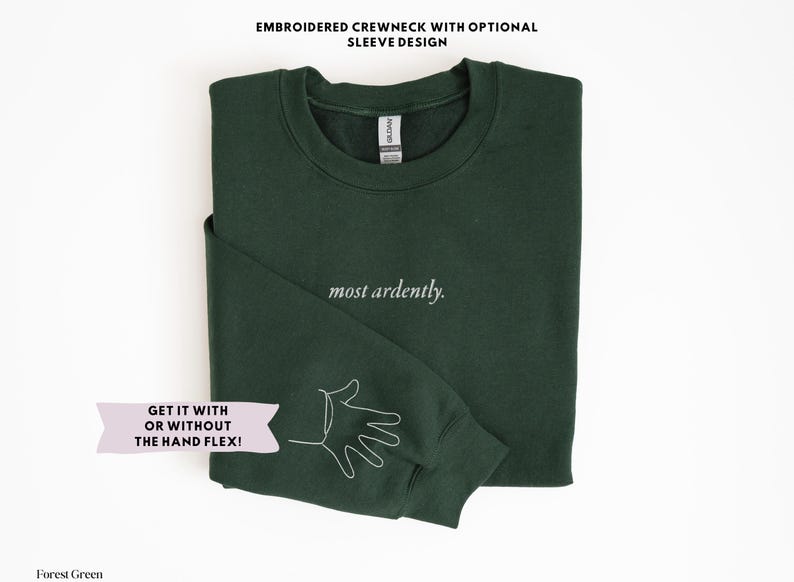 Sudadera de cuello redondo con bordados de gran pasión / Orgullo y prejuicio, regalo de Jane Austen, sudadera literaria, regalo romántico para amantes de los libros imagen 1
