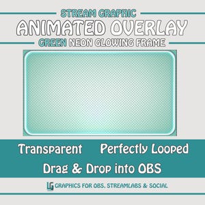 Animated Neon Green Streamer Frame Overlay — Glowing Webcam Border for OBS & Streamlabs — Looping WebM File