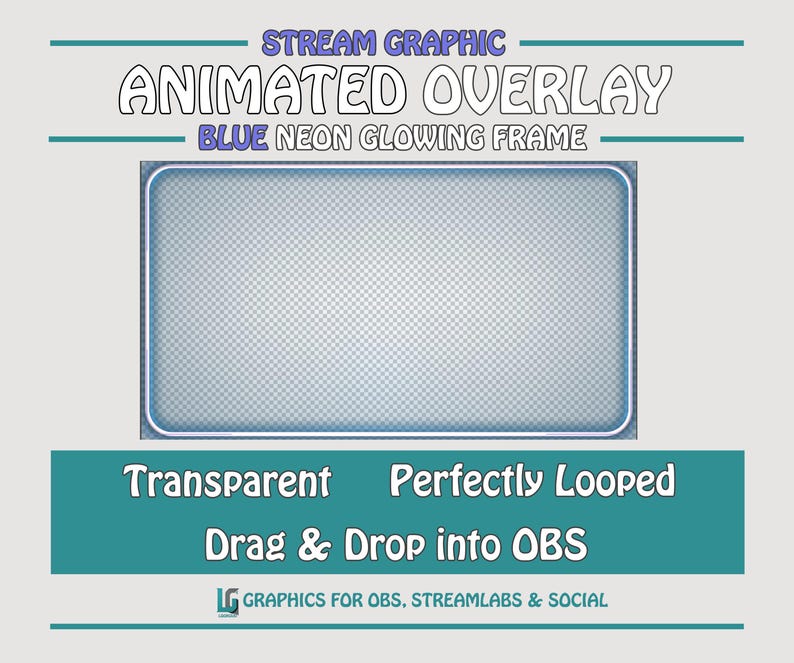 Animated Neon Blue Streamer Frame – Webcam Overlay (webm File) - Etsy