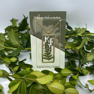 Handmade resin necklace pressed fern leaf pendant, one of a kind jewelry, green botanical on a gold chain plant lover gift