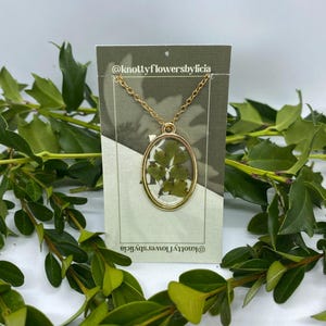 Handmade resin necklace pressed fern leaf pendant, one of a kind jewelry, green botanical on a gold chain plant lover gift