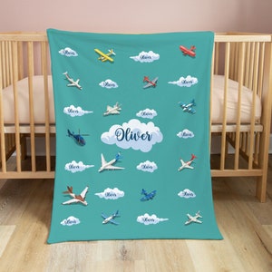 Personalized Plane Blanket for Kids, Custom Fleece/Sherpa/Minky Blanket for Toddlers Baby, Blanket Gift, Baby Blanket, Personalized Gift