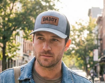 Custom Leather Patch Trucker Hat , Personalized Hat with Custom Logo , Custom Company Logo Snapback Promotional Gift