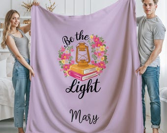 Personalized Floral Book Blanket, Custom Library Gift