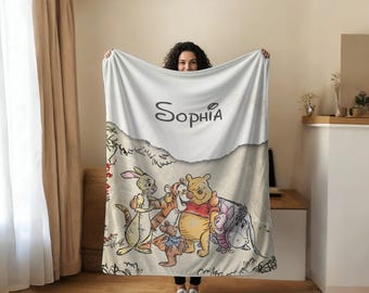 Personalized Baby Blanket,Custom Name Baby Gift,Soft Nursery Throw,Piglet Tigger Eeyore Blanket,Baby Shower Gift,Gift blankeT,Christmas Gift