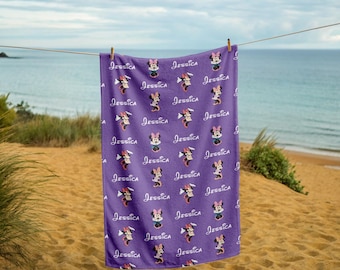 Disney Minnie Mouse Custom Name Towel, Personalized Beach & Bath Towel, Cartoon Style Gift for Girls, Vacation Pool Gift, Summer Merch