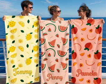 Personalized Fruit Beach Towel: Custom Name Towel, Beach towel custom name