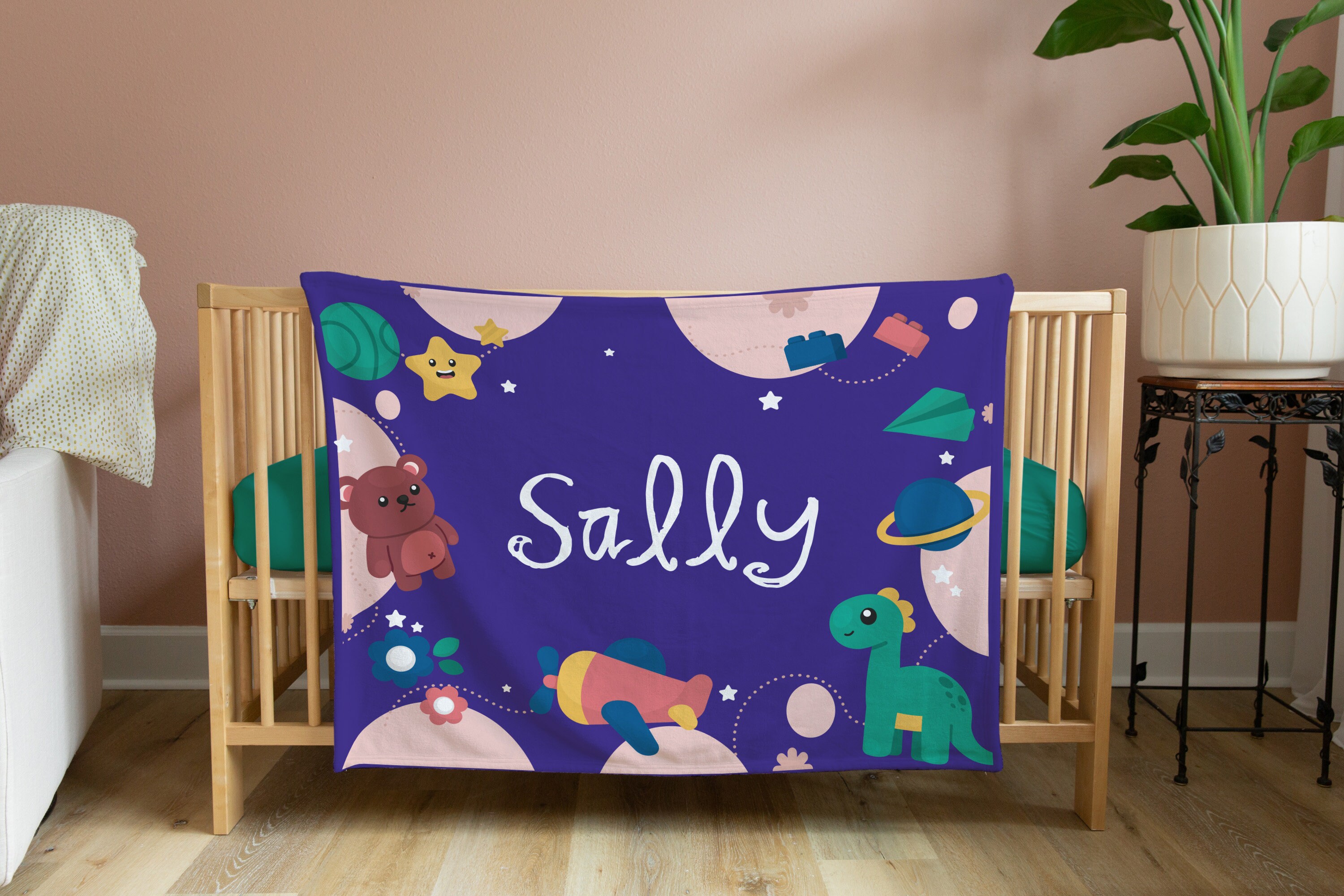 Personalized Kids / Baby Blanket, Custom Blanket for Kindergarten Preschool Nursery, Name Blanket for Newborn, Fleece/Sherpa/Minky Blanket