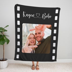 Valentine&#39;s Day Gift Blanket with Photo, Custom Film Lover Blanket, Valentine&#39;s Day Gift, Anniversary, Couple Gift, Fleece/Sherpa/Minky