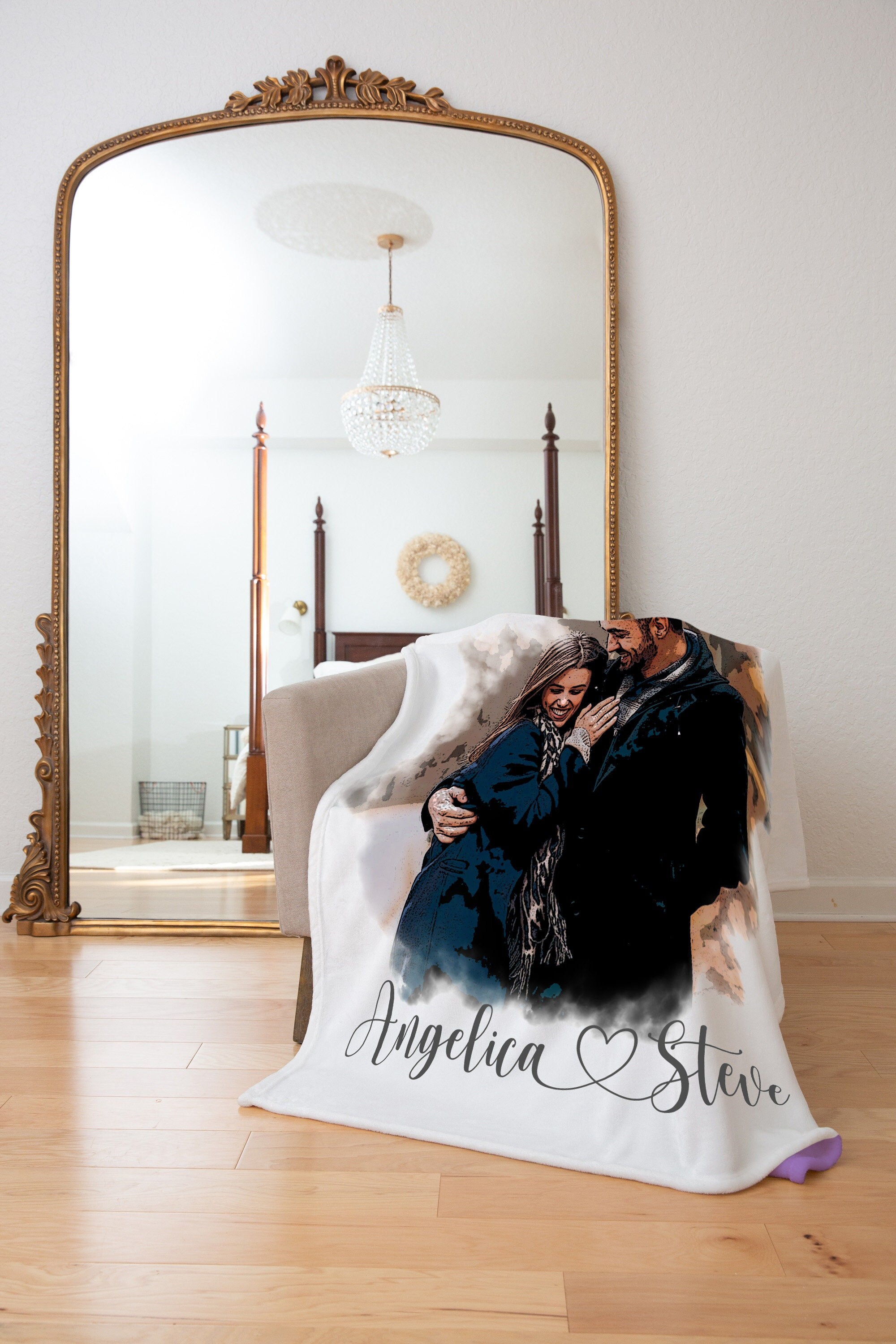 Personalized Photo Blanket With Drawing Custom Portrait Etsy